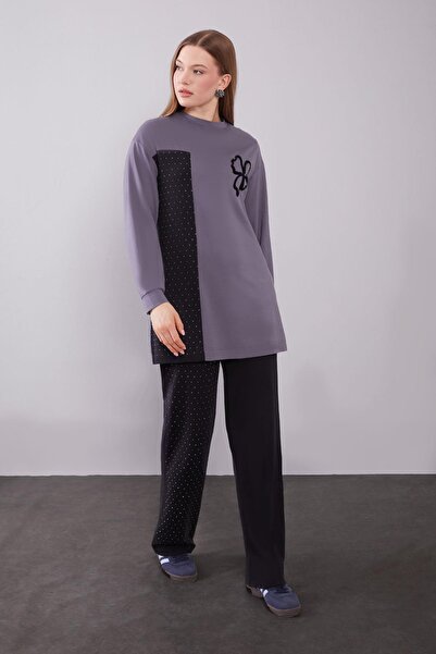 Levidor Anthracite Clover Pattern Detailed Double Suit