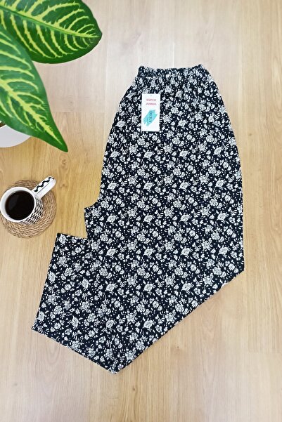VİP BERA TEKSTİL Kadın Süper Jumbo Büyük Beden Desenli Penye Pijama Altı