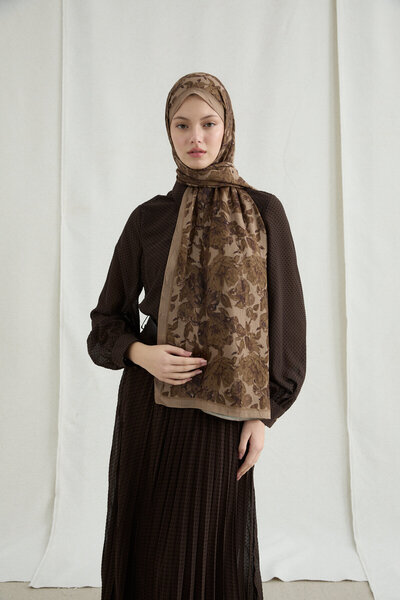 cs camellia scarf Șal Amber Kraş - Mocha