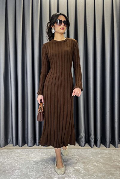 Noa&Noa Noa Noa Fitilli Uzun Triko Elbise - Kahve KAHVE