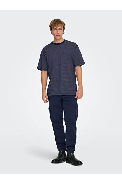 Only & Sons ONSFRED LIFE RLX SS STRIPE TEE NOOS Tricou albastru pentru bărbaț...