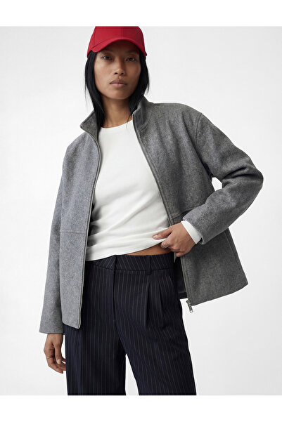 Koton Long Sleeve Zippered Mock Neck Cashmere Jacket