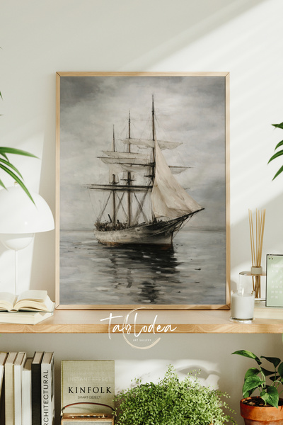 tablodea Pictură artistică vintage cu nave cu pânze TD Decor pentru casă cu t...