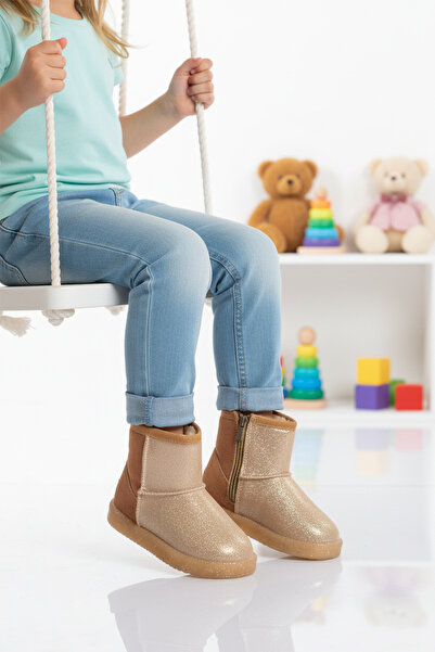 AYAKMOD Taba Glittery Fur Inside Cold Resistant Girls' Boots 1212 P