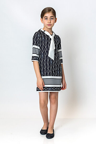 incity فستان بناتي بتفاصيل وشاح منقوش - الموسم الجديد