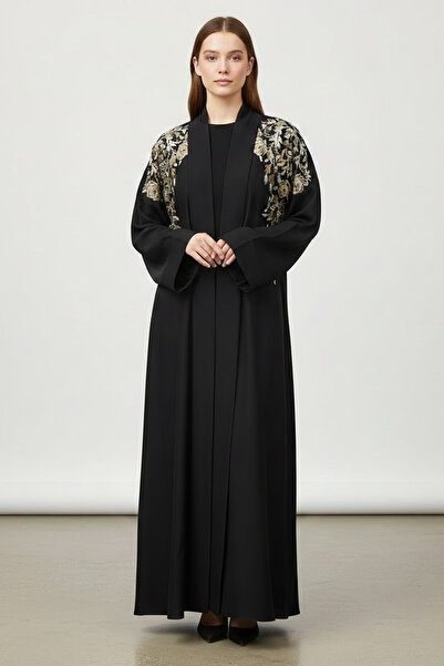Muchmy 2 Piece Black Abaya Set With Inner And Sheila Embroidery Modern Modest...