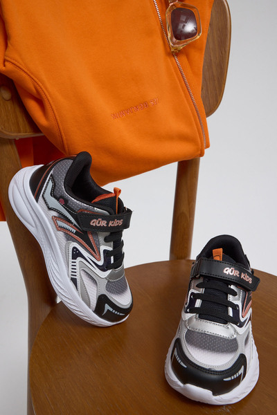 Tonny Black Çocuk Unisex Siyah Oranj Eva Faylon Taban Cırtlı Lastik Bağcıklı ...