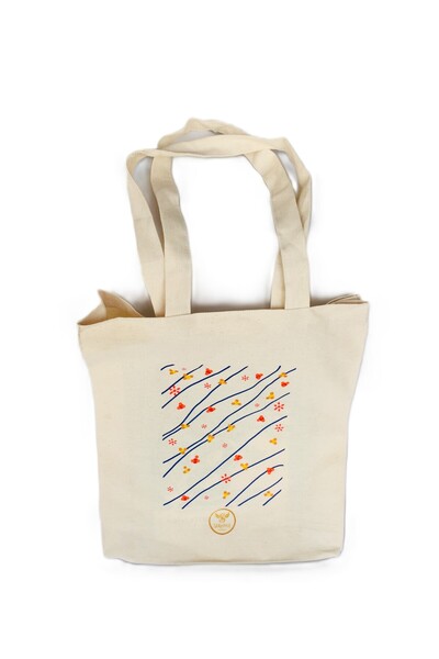 Seraphé Special Design Patterned Gabardine Shoulder Bag 40X35X8 cm with Bellows