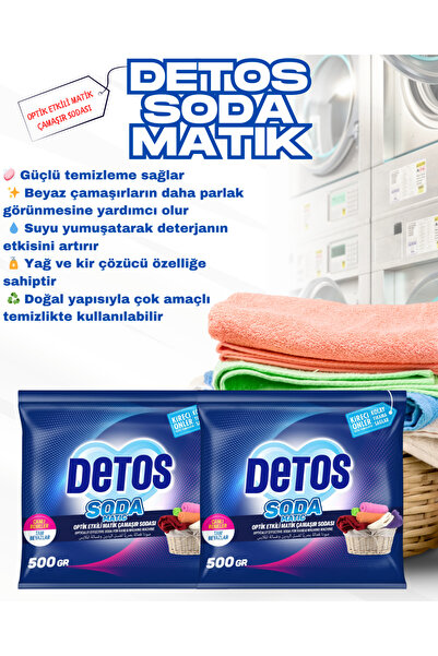 DETOS Sodamatik Kireç Önleyici 500 gr (TÜLLER - BEYAZLAR - RENKLİLER)- 2 adet