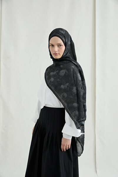 cs camellia scarf Merry Мюслін Шаль - Чорний