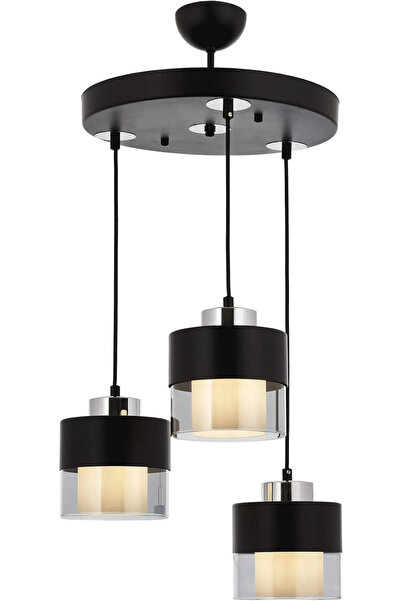NZL Lighting Aconn Üçlü Siyah Renk Kaplamalı Sarkıt Avize