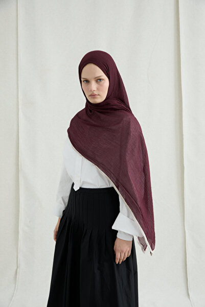 cs camellia scarf Biyeli Müslin Şal - Vişne