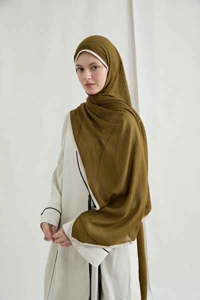 cs camellia scarf Șal din muselină - Verde ulei