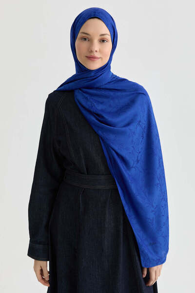 Tuğba Elif Jakar Natural Şal - İndigo