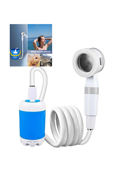 Denx مضخة دش محمولة للتخييم - رأس دش خارجي قابل لإعادة الشحن