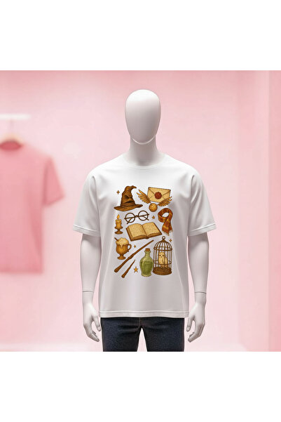 Vordevia تي شيرت هاري بوتر مطبوع برقبة دائرية وقصة واسعة للجنسين