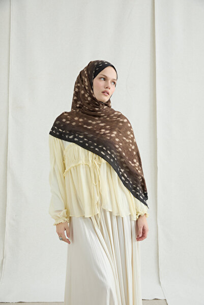 cs camellia scarf Bambi Kraş Shawl - Black Brown