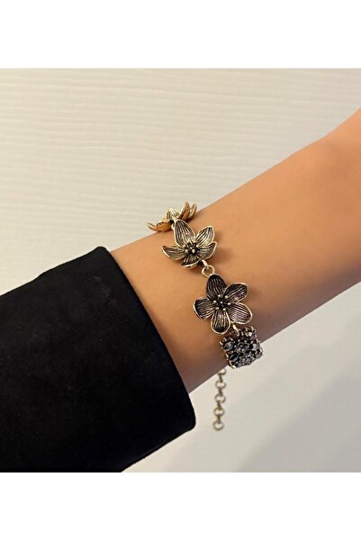 Ceso Accesories سوار برونزي عتيق بتصميم زهرة ثلاثية