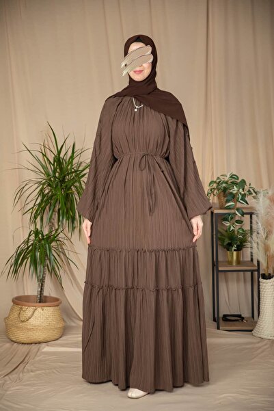 Nissra Ankanoor Collar Gathered Sleeves Covered Buttoned Dress Anka265132