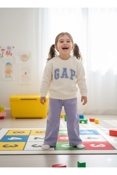 NOBLEKIDS Logo Embroidered Lilac Set – Girls, 100% Cotton, 3 Yarns Without Sh...