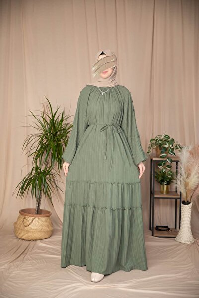 Nissra Ankanoor Collar Gathered Sleeves Covered Buttoned Dress Anka265132