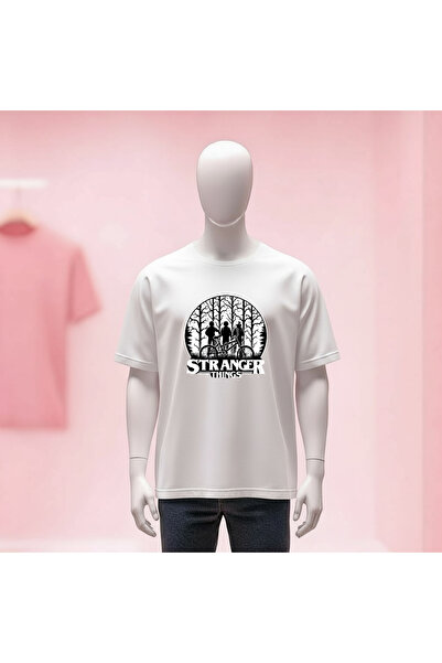 Vordevia Stranger Things Printed Crew Neck Wide Fit Unisex Tshirt