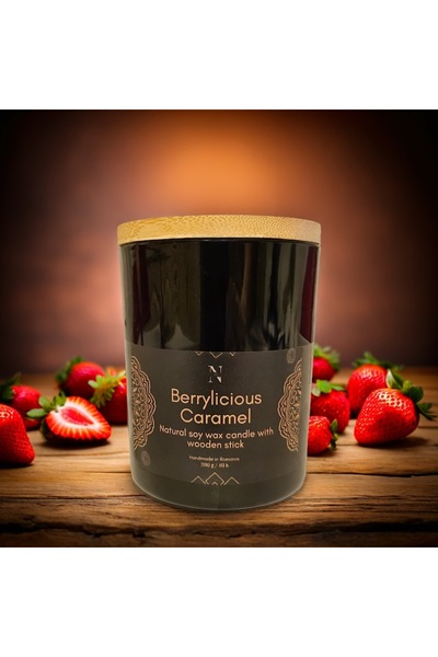 Nixy Lumânare artizanală din ceară de soia,Berrylicious Caramel 200 G
