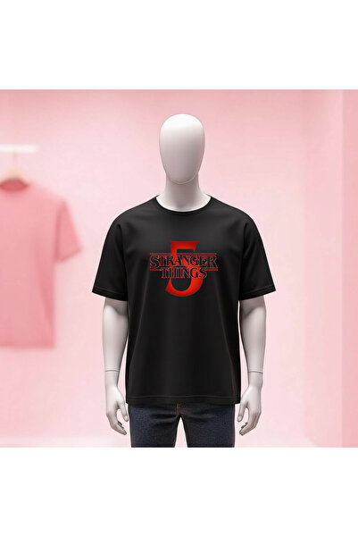 Vordevia Stranger Things Printed Crew Neck Wide Fit Unisex Tshirt