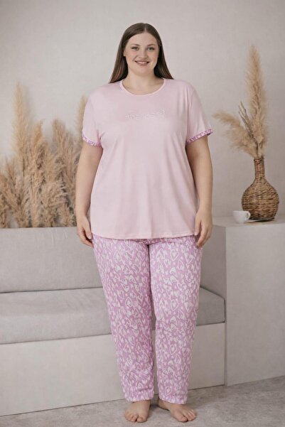 Pemilo Women's 2005-8 Plus Size Short-Sleeve Lycra Sleepwear Lounge Set