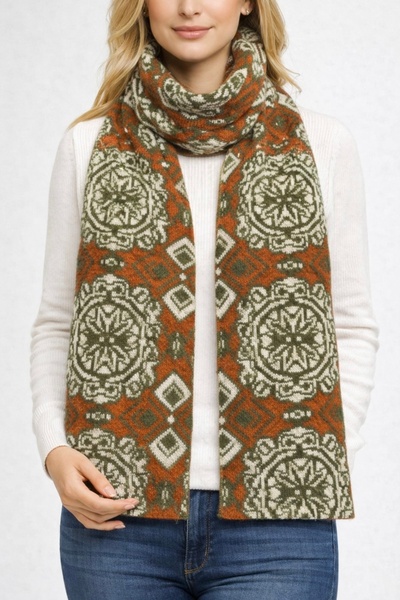 Noi Belis Patterned Soft Textured Knitwear Scarf Aw25At0003