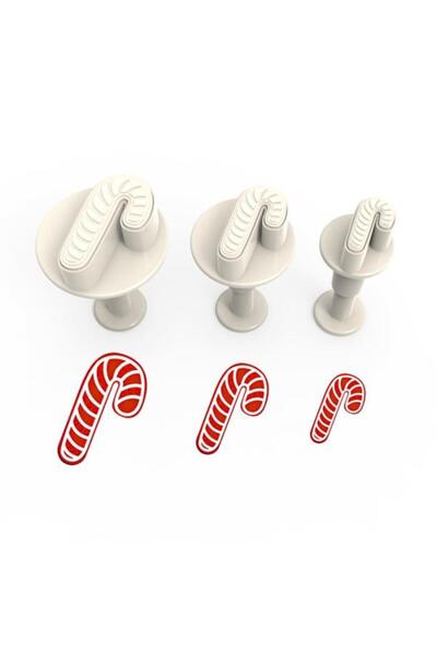 Adana Pasta Malzemeleri 3D Christmas Cane Push-To-Cut 3-Piece Set Rp10130