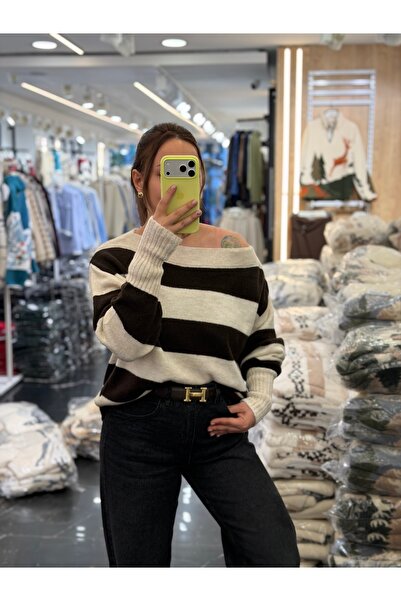 Mzr Collection Women's Kayik Kaya Striped Long Sweater