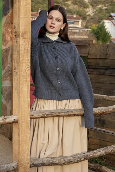 ZÜLAYS Balıkçı Yaka Hırka İndigo