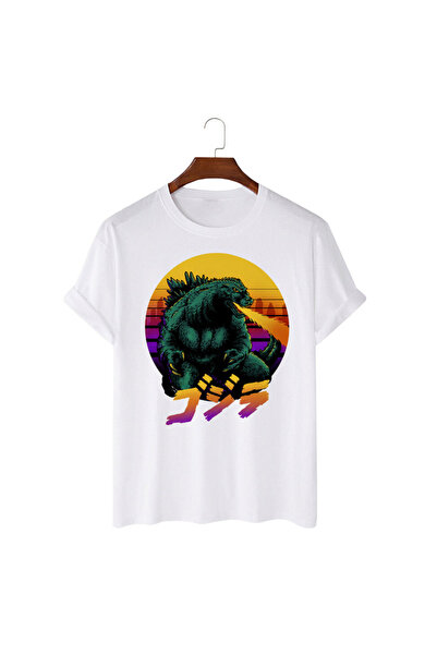 Kartier Tricou Unisex Alb Godzilla Retrowave