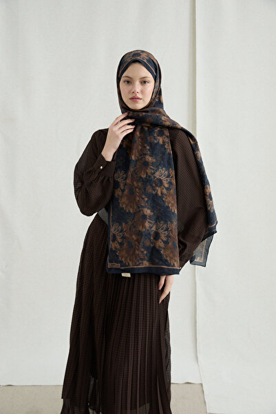 cs camellia scarf Lisa Cotton Viscose Shawl - Black Brown