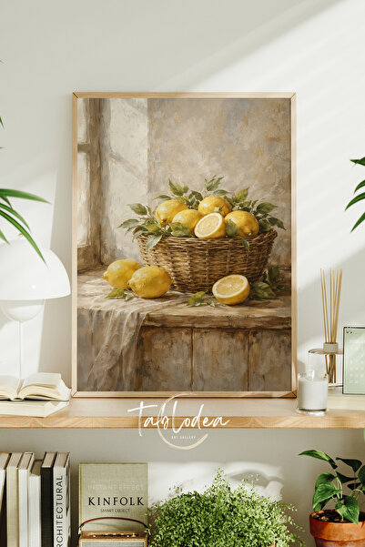 tablodea Pictură murală de bucătărie cu tematică vintage cu lămâie, stil pict...