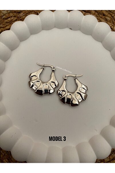 Petek Collection Modern Vintage Clip-On Stainless Steel Hoop Earrings