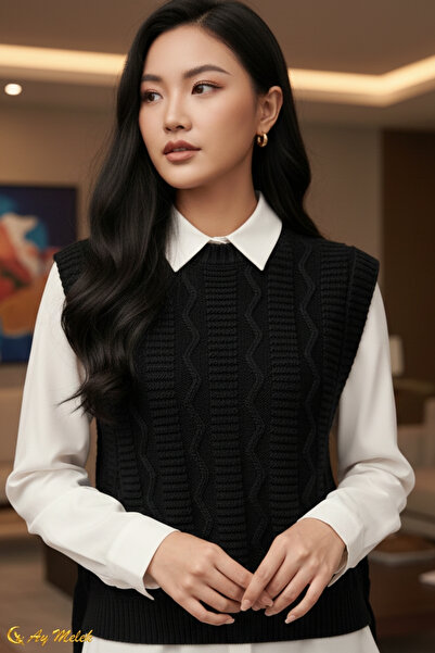 AYMELEK Women's Knitwear Crew Neck Tie-Up Sweater