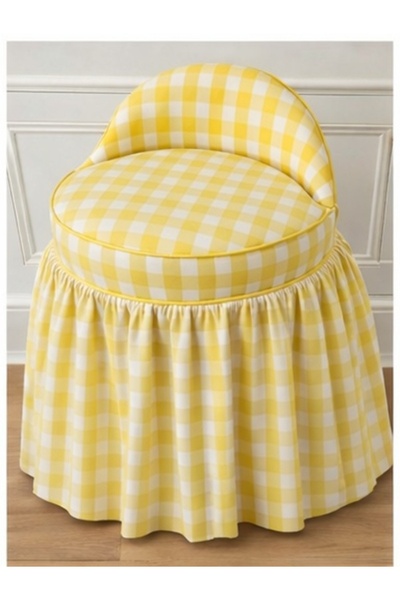 aramkhalej furnıture Elegant vanity chair with checkered fabric – a soft, cla...