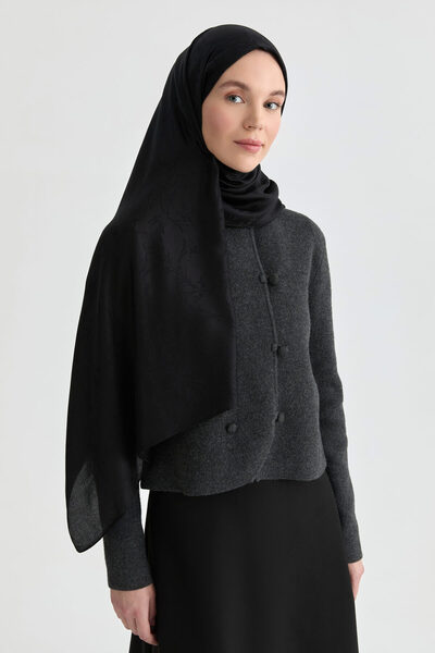 Tuğba Elif Jakar Natural Şal - Siyah