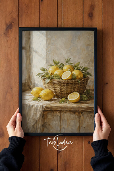 tablodea Vintage Lemon Themed Kitchen Painting Td Oil Painting Style Rustic M...