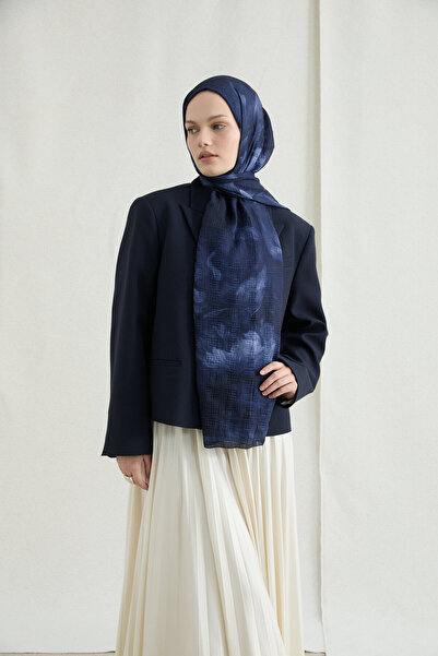 cs camellia scarf Libre Müslin Şal - Lacivert