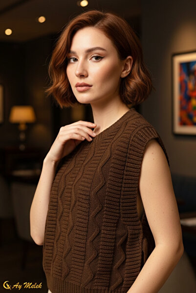 AYMELEK Women's Knitwear Crew Neck Tie-Up Sweater