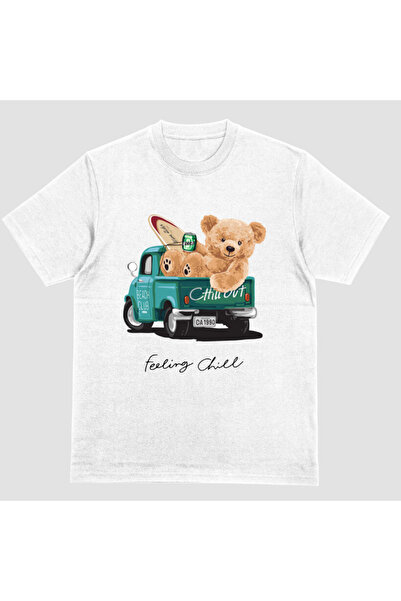Kartier Unisex White Chillout Teddy T-Shirt