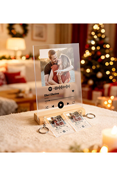 tablopix Kişiye Özel Spotify Plak ve 2 Adet Anahtarlık Seti