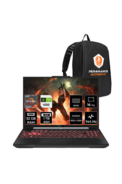 ASUS TUF A16 R7-7445HS 32GB 1TB SSD RTX4050/6GB 140W 16'' FHD+ FDOS Gaming La...