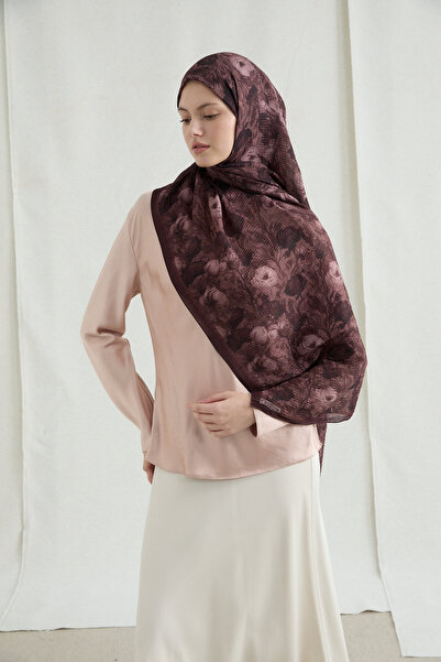 cs camellia scarf Σάλι Μουσελίνας Merry - Σάλι Μουσελίνας σε χρώμα δαμασκηνί