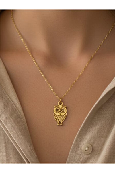 SOSYETEZGAHI Steel Necklace with Owl Figure