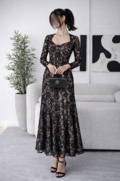 MILANORA Classic black lace dress