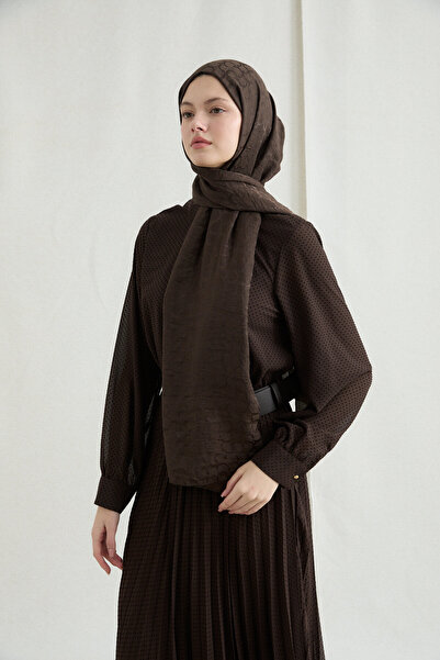 cs camellia scarf Ιταλικό σχέδιο δαχτυλιδιού σάλιας ζακάρ - Πικρό καφέ